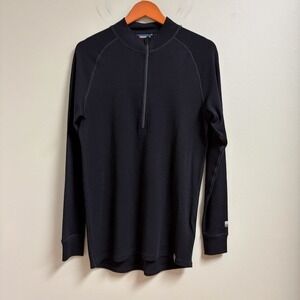 Meriwool Base Layer Mens Merino Extra‎ Fine 250g Long Sleeve XL Black 1/4 Zip